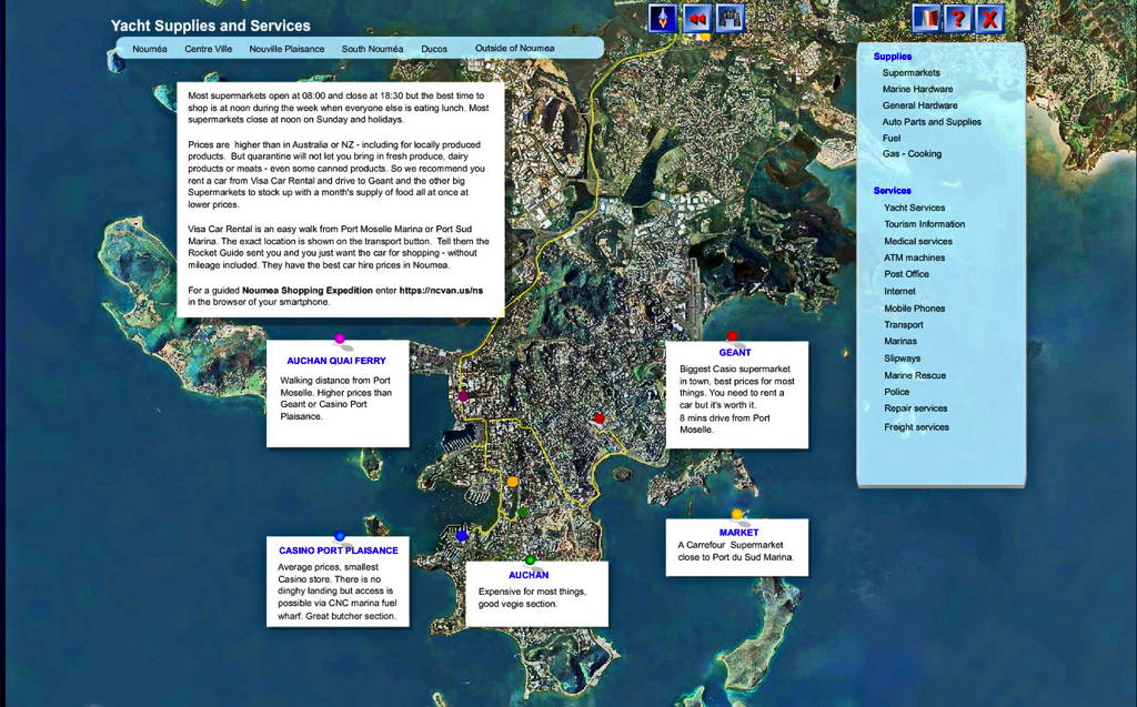 Supermarkets in Noumea on the Rocket Cruising Guide